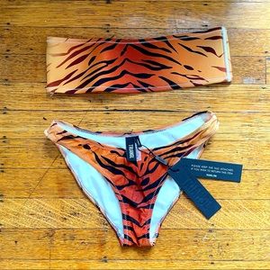 Triangl bandeau bikini XS tiger print.